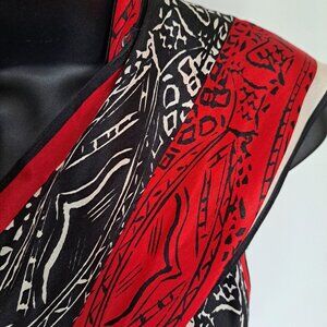 Ugna Scarf Silk Women's Red Black Designer Geometric Luxury Lagenlook Career